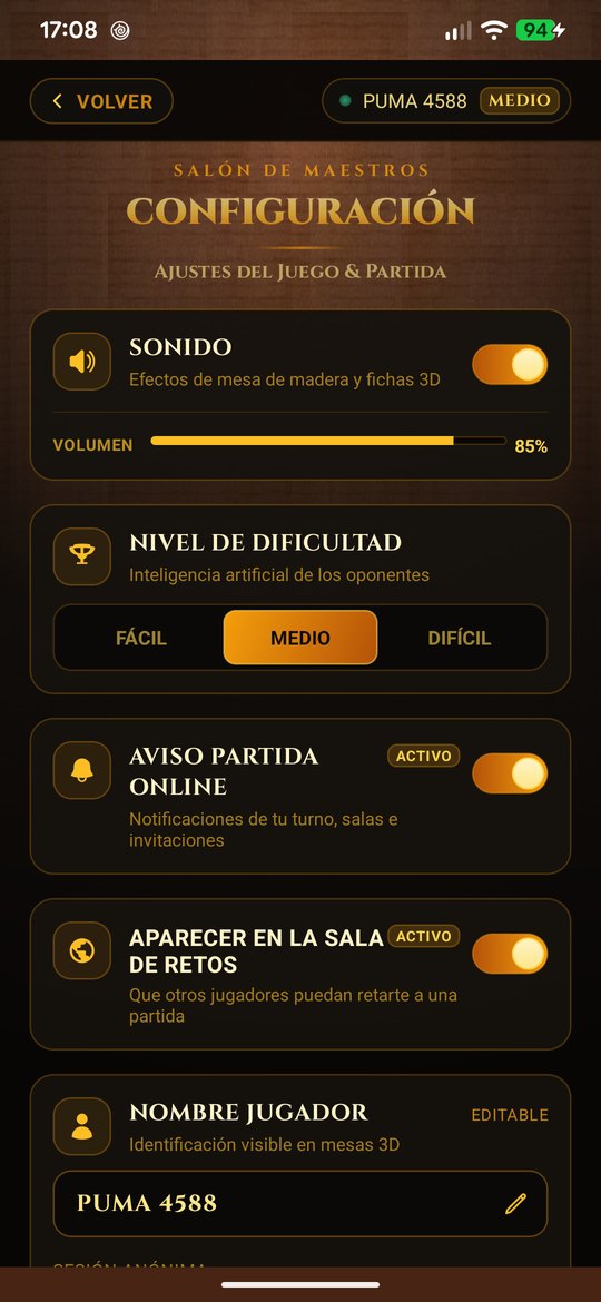 Ajustes de sonido, dificultad y nombre de jugador