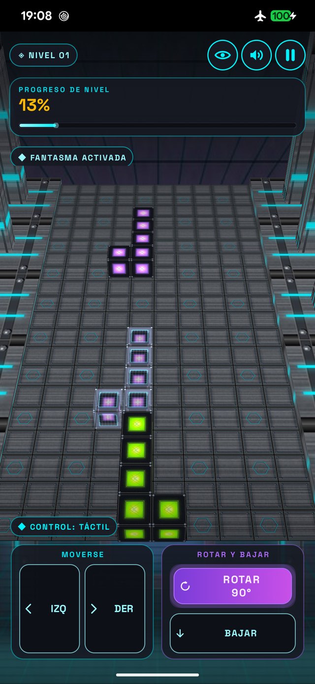 Partida de pentominós cayendo en la matriz 3D de PentoMentis